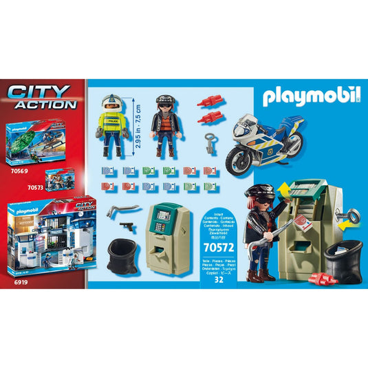 Playmobil city action - politiemotor: achtervolging van de geldrover constructiespeelgoed (70572)
