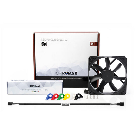 Noctua nf-s12a pwm chromax.black.swap case fan (zwart, 120 x 120 x 25 mm)