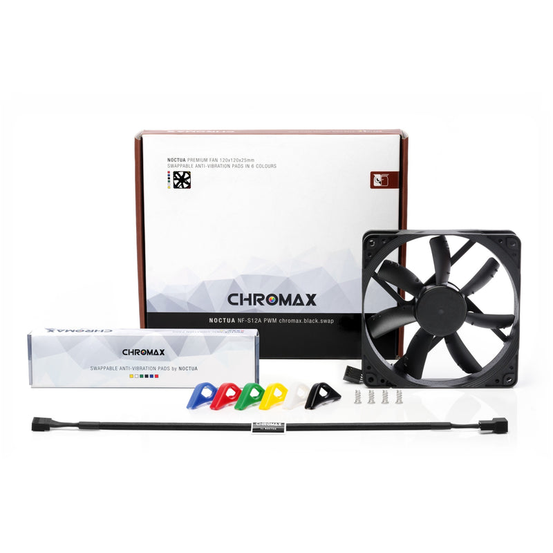 Load image into Gallery viewer, Noctua nf-s12a pwm chromax.black.swap case fan (zwart, 120 x 120 x 25 mm)
