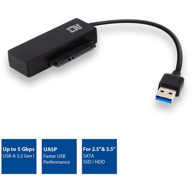 Act connectivity usb 3.2 gen1 naar 2,5 3,5 inch sata adapterkabel voor ssd hdd (zwart, usb 3.2 (5 gbit s))