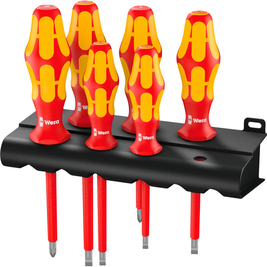 Wera 160 i 6 schroevendraaierset kraftform plus serie 100 + rek (rood geel, 6-delig)