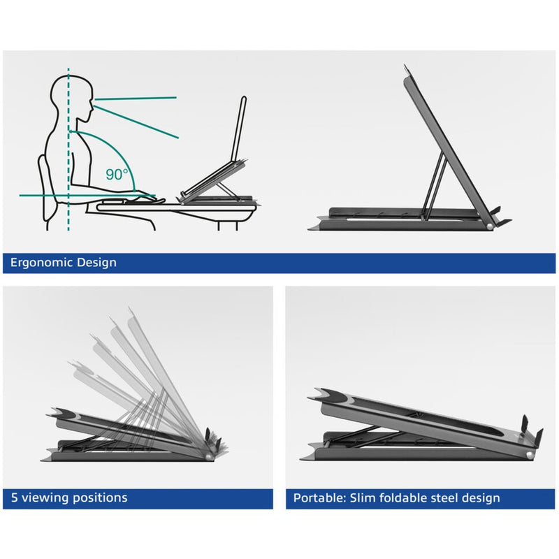 Load image into Gallery viewer, Act connectivity laptopstandaard, inklapbaar, hoogte verstelbaar in 5 standen (zwart)
