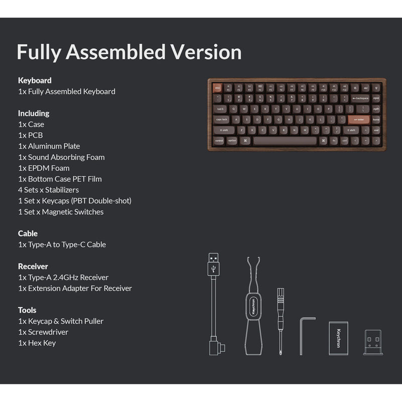 Load image into Gallery viewer, Keychron k2he all-wood special edition mechanisch toetsenbord (houtkleur, us lay-out (qwerty), gateron double-rail magnetic nebula, 75%, gateron double-rail magnetic, osa pbt double-shot, hot swap, bluetooth 5.2 | usb-c)
