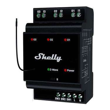 Shelly qubino wave pro 3 relais (zwart, z-wave)
