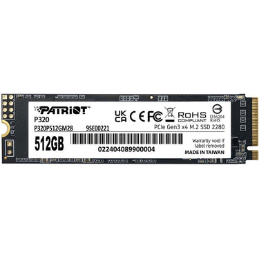 Patriot p320 512 gb ssd (pcie 3.0 x4, nvme 1.3, m.2 2280)