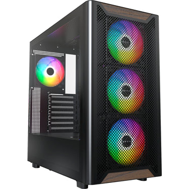 Montech xr wood midi tower behuizing (zwart | 1x usb-a | 1x usb-c | rgb | window)
