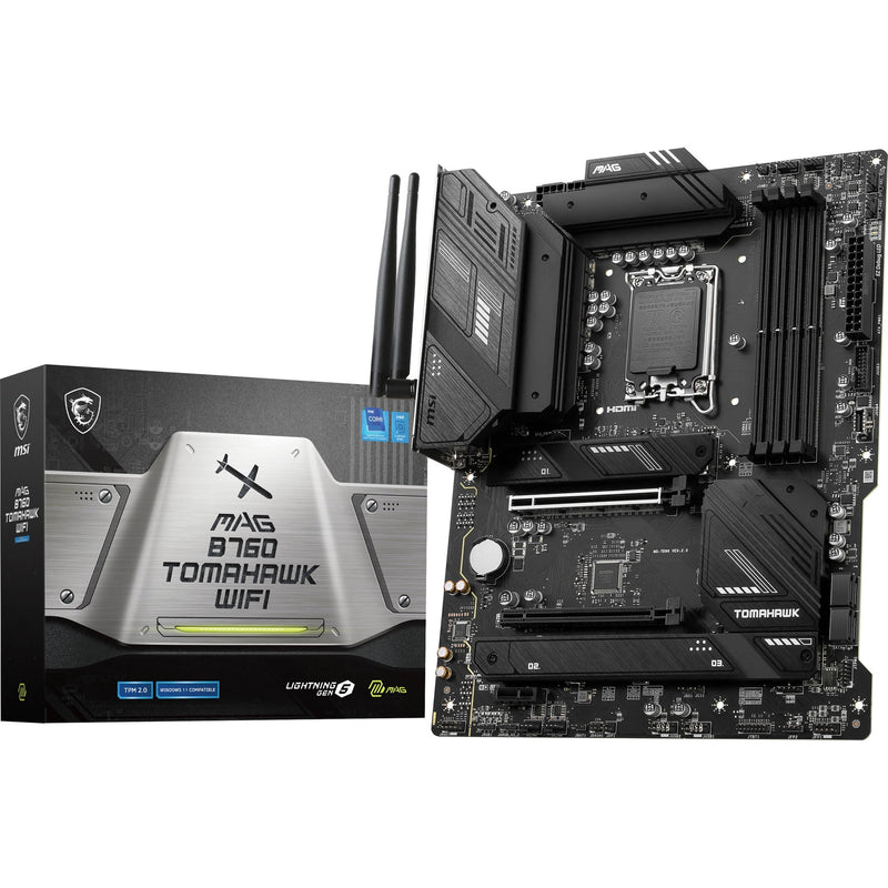 Load image into Gallery viewer, Msi mag b760 tomahawk wifi socket 1700 moederbord (zwart, raid, 2.5 gb-lan, wi-fi 6e, bt, sound, atx)
