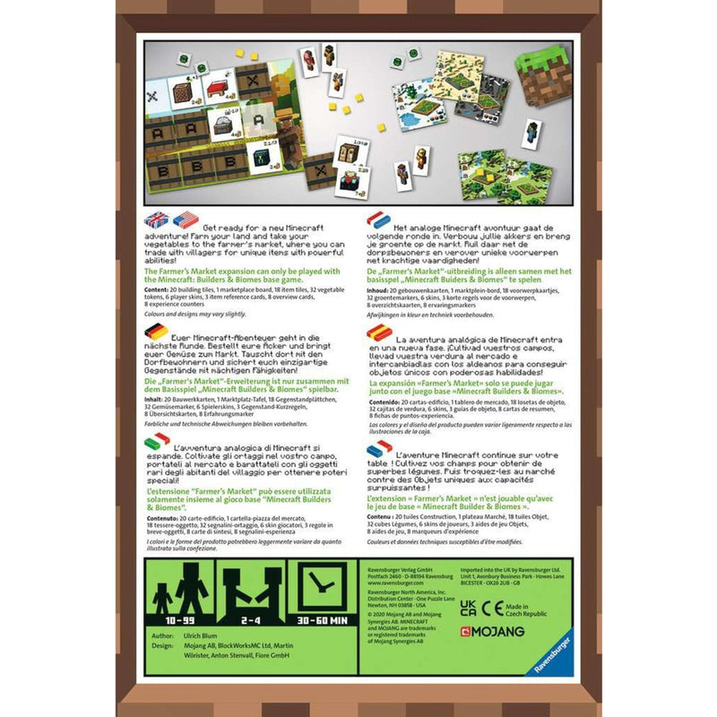 Load image into Gallery viewer, Ravensburger minecraft builders biomes farmers market expansion bordspel (meertalig, uitbreiding, 2 - 4 spelers, 60 minuten, vanaf 10 jaar)
