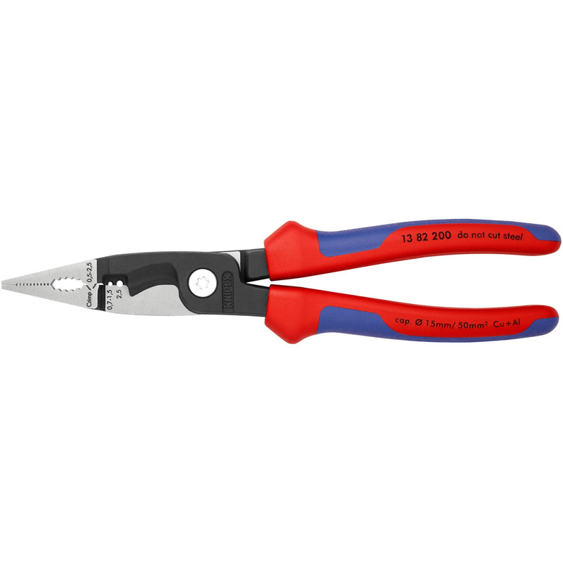 Load image into Gallery viewer, Knipex elektro-installatietang 13 82 200 (rood blauw, slank ontwerp, geschroefde verbinding)

