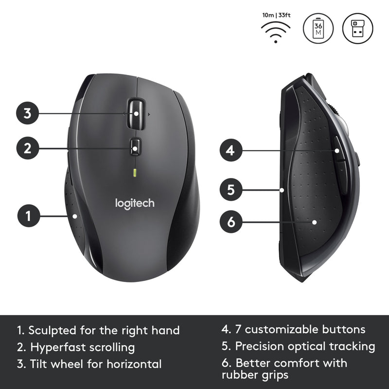 Load image into Gallery viewer, Logitech m705 wireless marathon mouse (antraciet, 1000 dpi)
