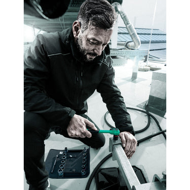 Wera 8100 sb 13 zyklop comfort ratelset gereedschapsset (zwart groen, omschakelpal, 3 8 aandrijving, imperial, 11‑delig)