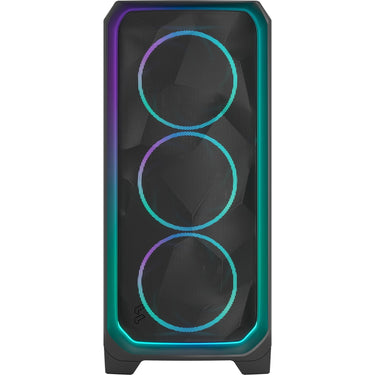 Fractal design meshify 3 ambience pro rgb midi tower behuizing (zwart | 2x usb-a | 1x usb-c | rgb | tempered glass)