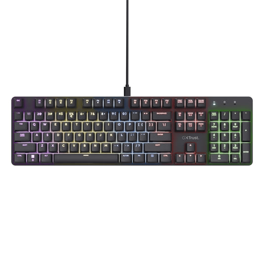 Trust gxt 871 zora mechanisch gamingtoetsenbord, gaming toetsenbord (zwart, us lay-out, huano red)
