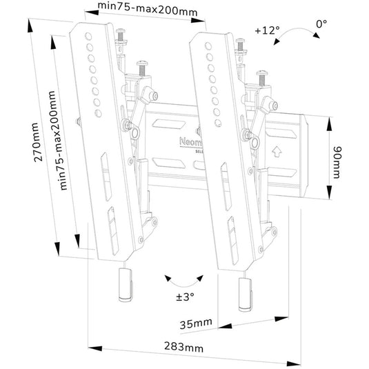 Neomounts select wl35s-850bl12 tv wandsteun bevestiging (zwart)