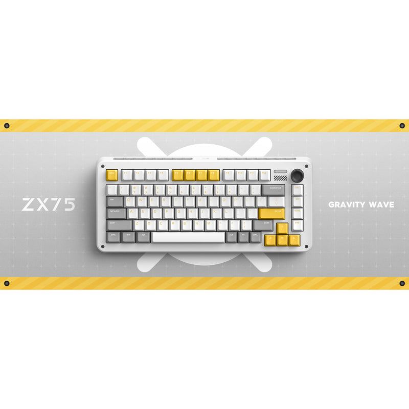 Load image into Gallery viewer, Ty iqunix zx75 gravi wave wireless mechanical keyboard (grijs, us lay-out (qwer), gateron red, 75%, rgb leds, hot-swappable, double-shot pbt, 2.4ghz | bluetooth 5.1 | usb-c)
