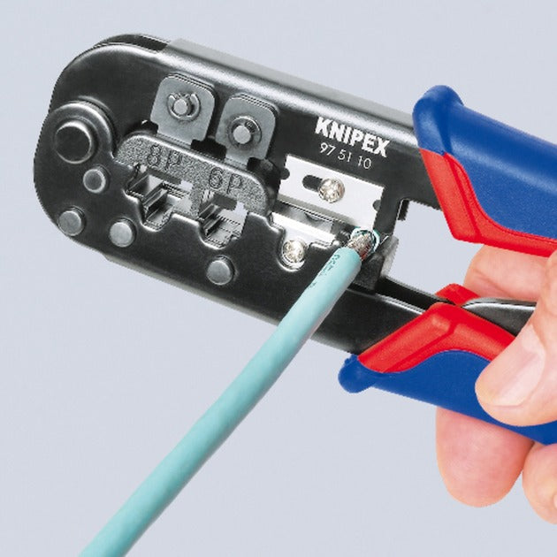 Load image into Gallery viewer, Knipex krimptang 97 51 10 sb (blauw rood, rj-11 12 en rj-45 stekker)
