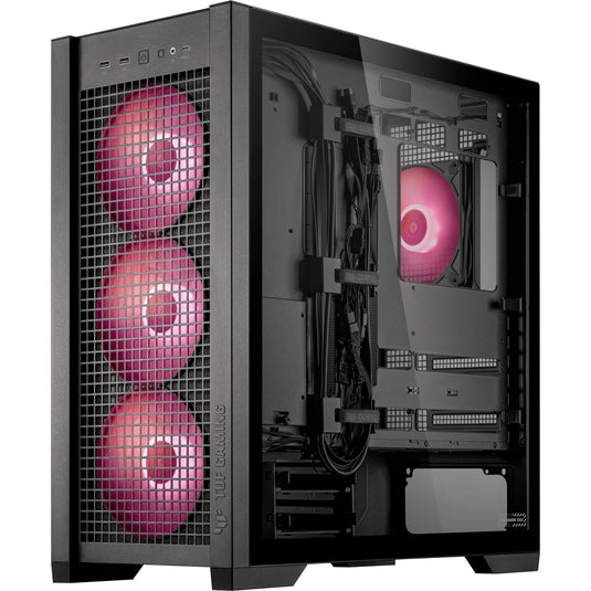 Asus tuf gaming gt302 argb midi tower behuizing (zwart | 2x usb-a | 1x usb-c | rgb | tempered glass)
