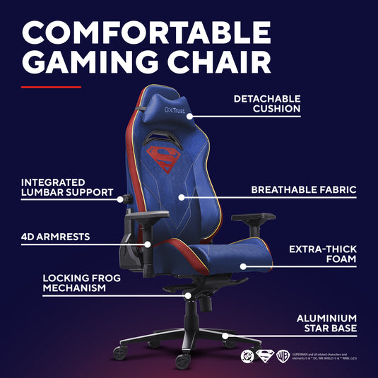 Trust gxt 721sm ruya pro premium comfortabele gamingstoel (blauw rood)