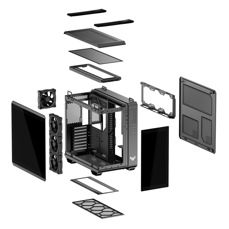 Load image into Gallery viewer, Asus tuf gaming gt502 horizon argb midi tower behuizing (zwart | 3x usb-a | 1x usb-c | tempered glass)
