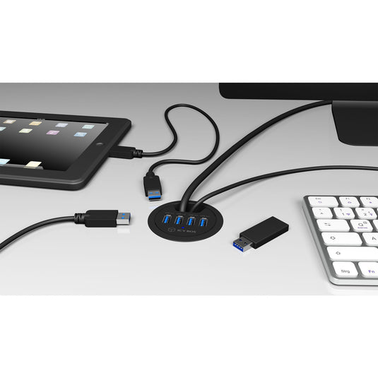 Icy box ib-hub1403 usb-hub (zwart, 4x usb 3.0)