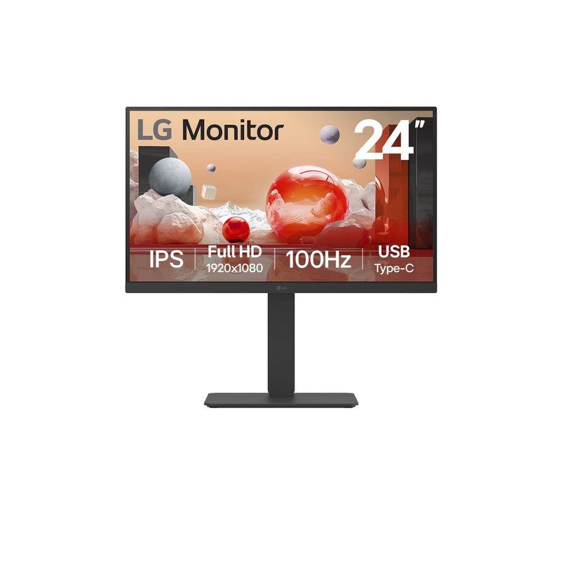 Load image into Gallery viewer, Lg 24ba750 23.8 monitor (zwart, hdmi, displayport, audio, lan, usb-c)
