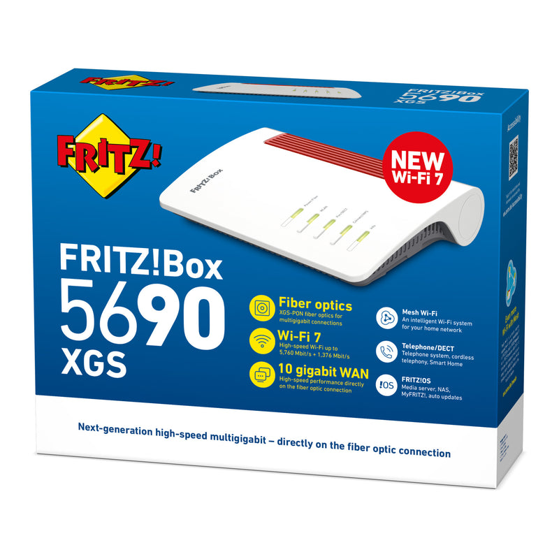 Load image into Gallery viewer, Fritz! box 5690 xgs edition international glasvezel router (wit rood, mesh wi-fi, 10 gbit s)

