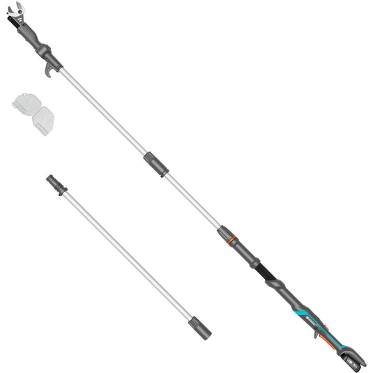 Gardena accu-telescooptakkenschaar highcut 360 18v p4a gebruiksklare set boomschaar (donkergrijs turquoise, incl. oplader en li-ion-accu 2,0ah | power for all alliance)