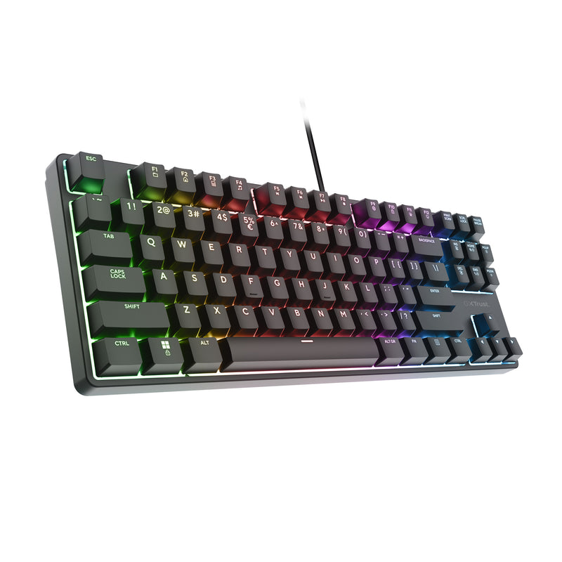 Load image into Gallery viewer, Trust gxt 864 cada compact mechanisch tkl-gamingtoetsenbord (zwart, us lay-out (qwerty), huano brown, rgb)
