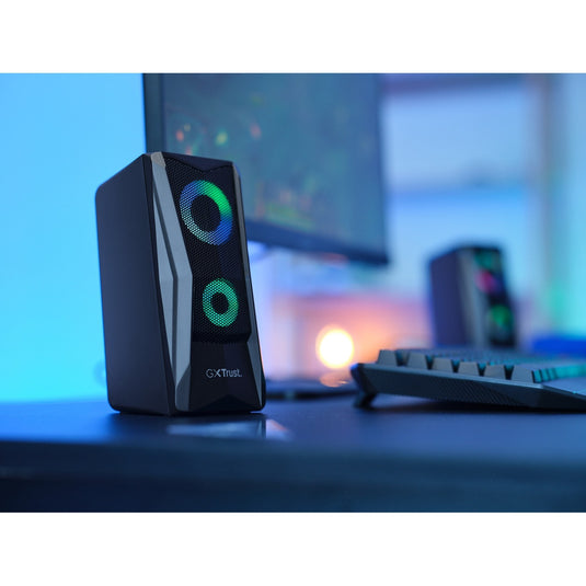 Trust gxt 606 javv rgb verlichte 2.0 speakerset pc-luidspreker (zwart)