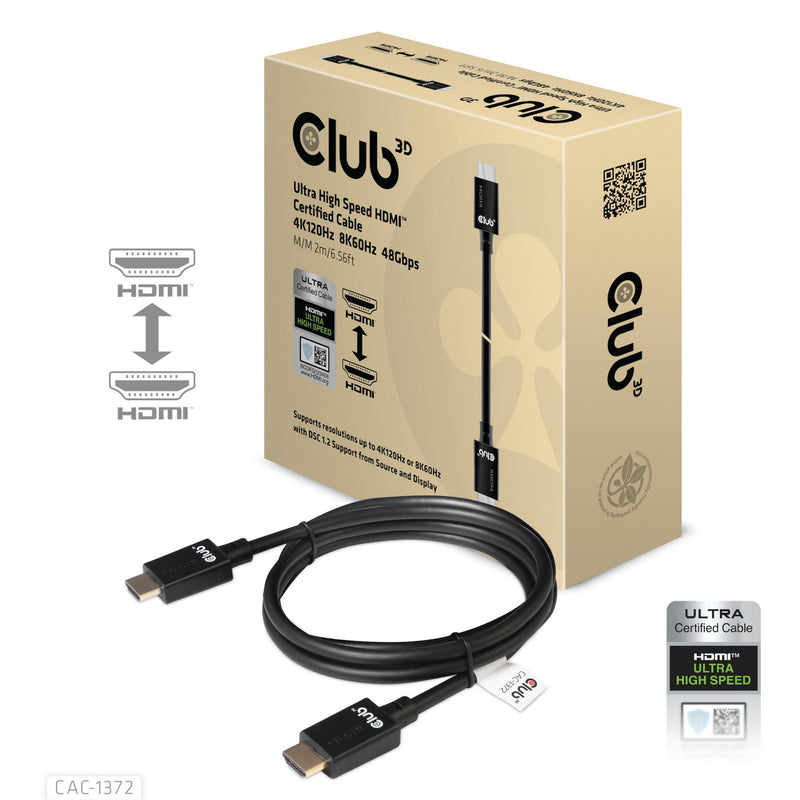 Load image into Gallery viewer, Club 3d gecertificeerde ultra high speed hdmi 2.1 kabel (zwart, 2 meter, 8k)
