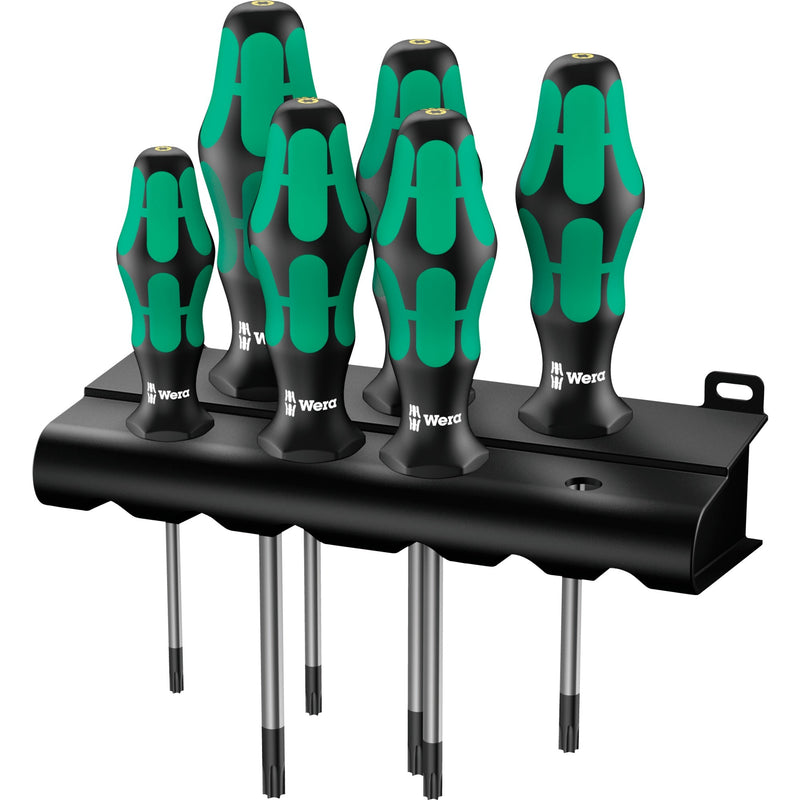 Load image into Gallery viewer, Wera 367 6 torx hf-schroevendraaierset kraftform plus + rek (zwart groen, 6‑delig)
