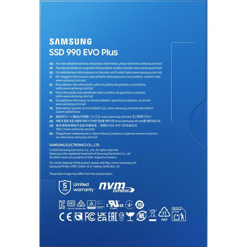 Load image into Gallery viewer, Samsung 990 evo plus 2 tb ssd (mz-v9s2t0bw, pcie 4.0 x4 5.0 x2, nvme 2.0, m.2 2280)
