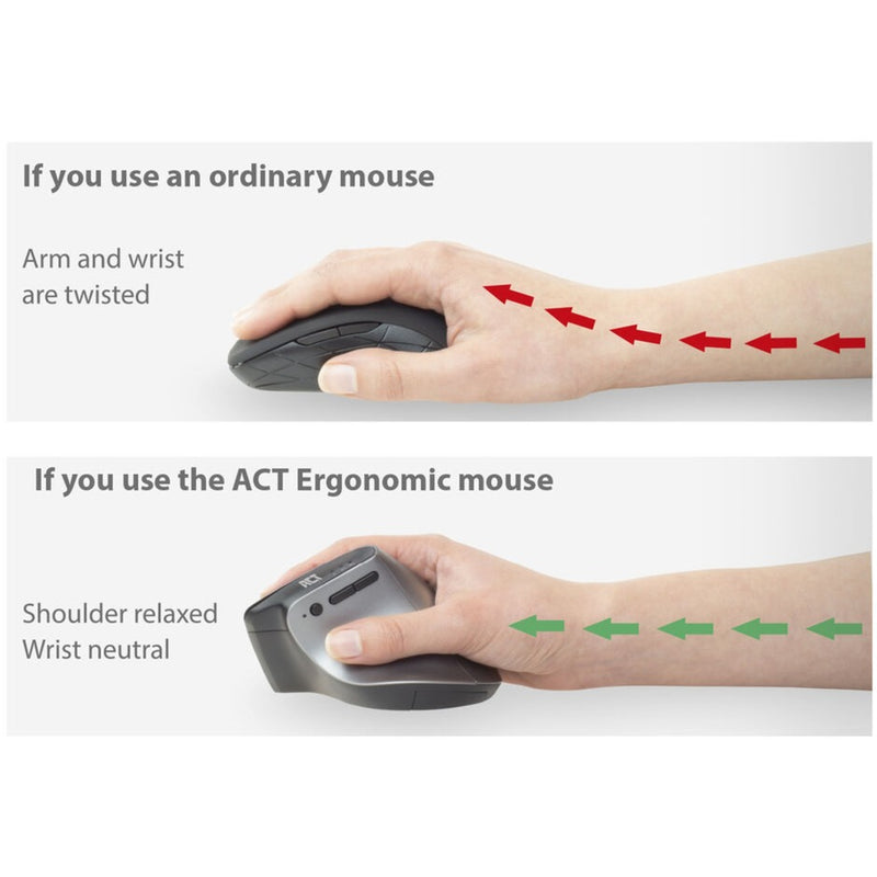 Load image into Gallery viewer, Act connectivity draadloze ergonomische muis met bluetooth en usb-c usb-a (zilver zwart, 1000 - 2400 dpi)
