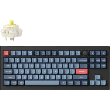 Keychron v3 max-d4 rgb mechanisch toetsenbord (zwart, us lay-out (qwerty), gateron jupiter banana, 80% (tkl), rgb leds, double-shot pbt, hot swap, 2.4 | bluetooth | usb-c, knob)