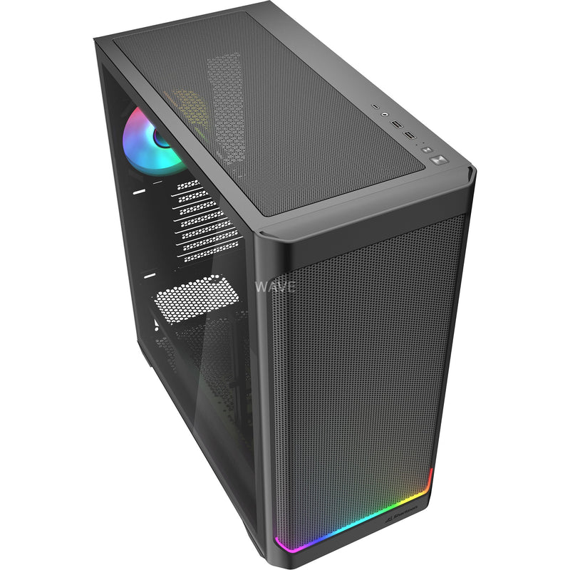 Load image into Gallery viewer, Sharkoon ak4w rgb strip midi tower behuizing (zwart | 2x usb-a | 1x usb-c | rgb | tempered glass)
