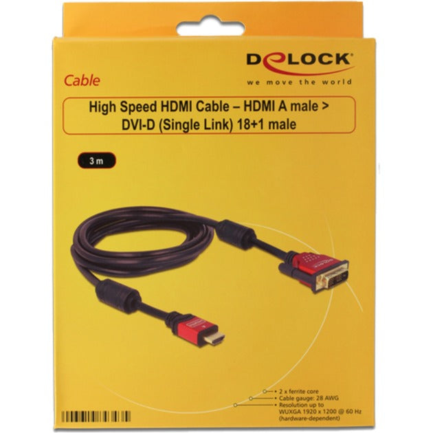 Load image into Gallery viewer, Delock high speed hdmi - hdmi a male > dvi male adapter (zwart, 3 meter)
