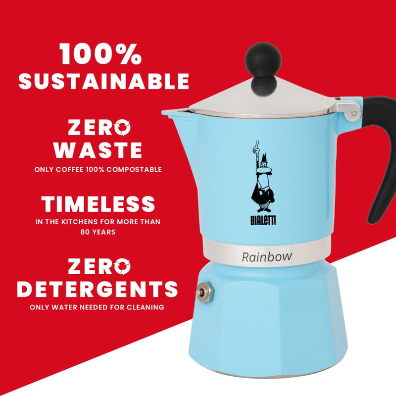 Load image into Gallery viewer, Bialetti rainbow espressomachine (lichtblauw, 6-kops)
