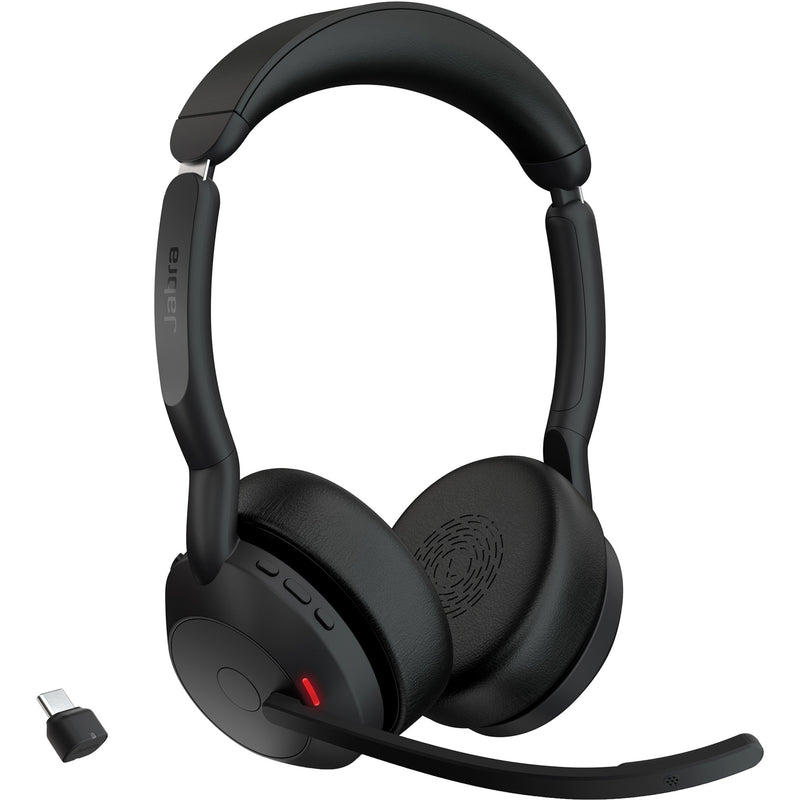Afbeelding laden in galerijviewer, Jabra evolve2 55 - link390c ms stereo met oplaadhouder on-ear headset (zwart, stereo, microsoft teams, usb-c, link380c)
