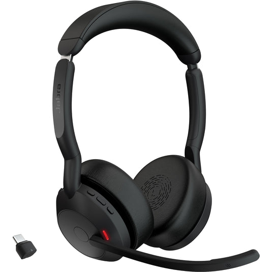 Jabra evolve2 55 - link390c ms stereo met oplaadhouder on-ear headset (zwart, stereo, microsoft teams, usb-c, link380c)