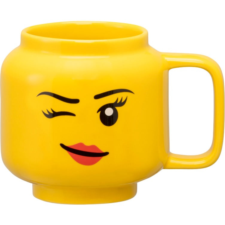 Load image into Gallery viewer, Room copenhagen lego keramische mok - knipogend meisjeshoofd, klein (geel)

