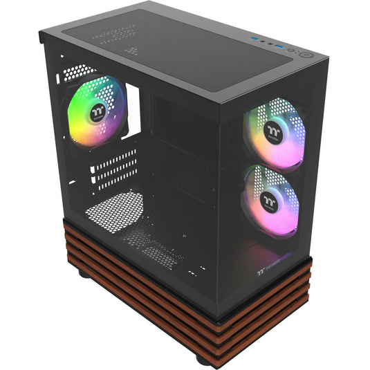 Thermaltake view 170 ws argb mini tower behuizing (zwart houtkleur | 2x usb-a | rgb | window)