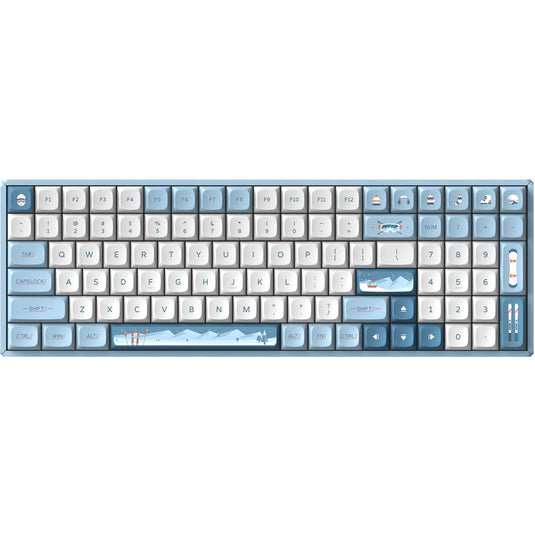 Iqunix f97 wintertide wireless mechanical keyboard, gaming toetsenbord (lichtblauw, us lay-out, cherry mx silent red, rgb leds, 96%, hot-swappable, pbt, 2.4ghz | bluetooth 5.1 | usb-c)