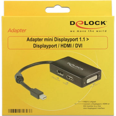 Delock mini displayport > displayport hdmi dvi adapter (zwart, 0,16 meter)