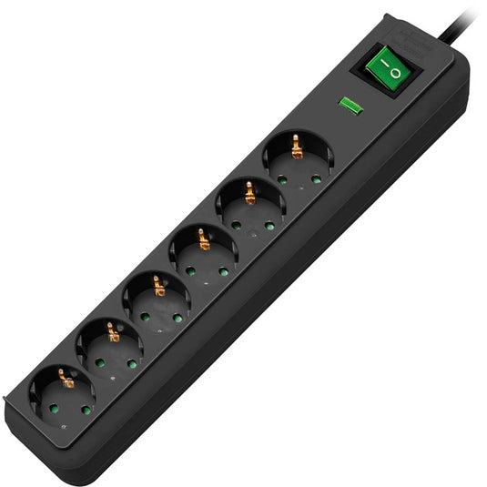 Brennenstuhl eco-line 13500a +surge protection 6x stekkerdoos (antraciet, 1159700015, voor 6 stekkers)