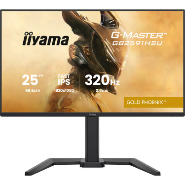 Iiyama g-master gold phoenix gb2591hsu-b1 24.5 gaming monitor (zwart (mat), 320 hz, hdmi, displayport, usb, audio)