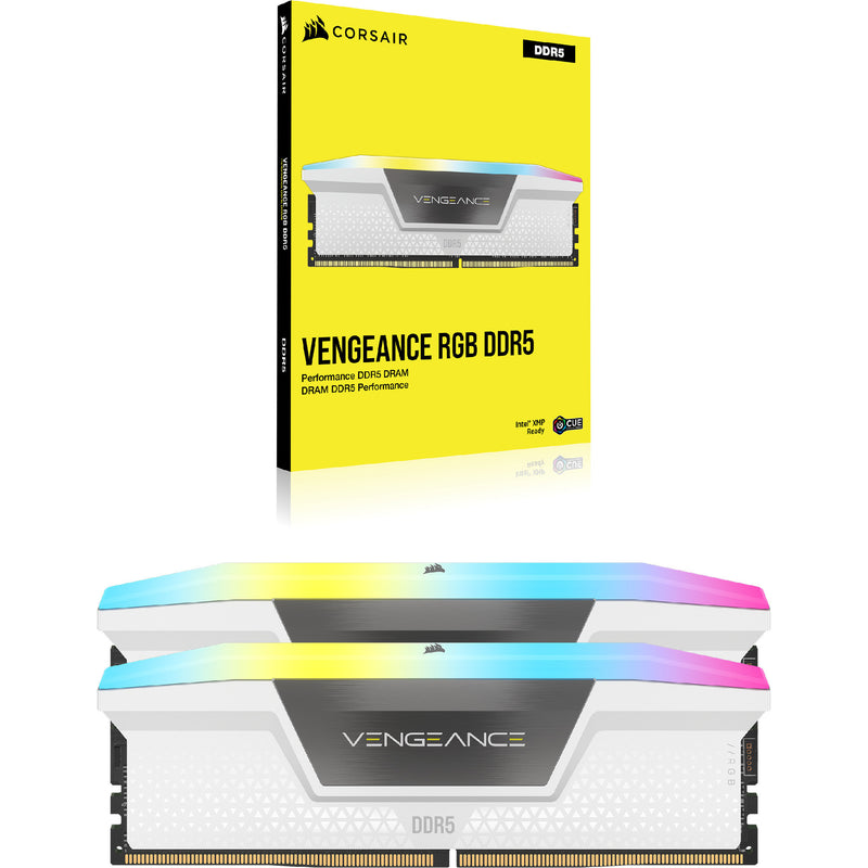 Load image into Gallery viewer, Corsair vengeance rgb 32 gb ddr5-6000 (2x 16 gb) werkgeheugen (wit, cmh32gx5m2d6000z38w, xmp, expo)
