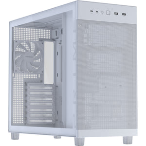 Asus prime ap303 - tempered glass panel midi tower behuizing (wit | 2x usb-a | 1x usb-c | tempered glass)