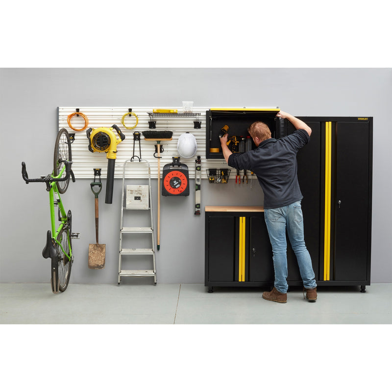 Load image into Gallery viewer, Stanley track wall - hakenassortiment small, 8 stuks houder (zwart)
