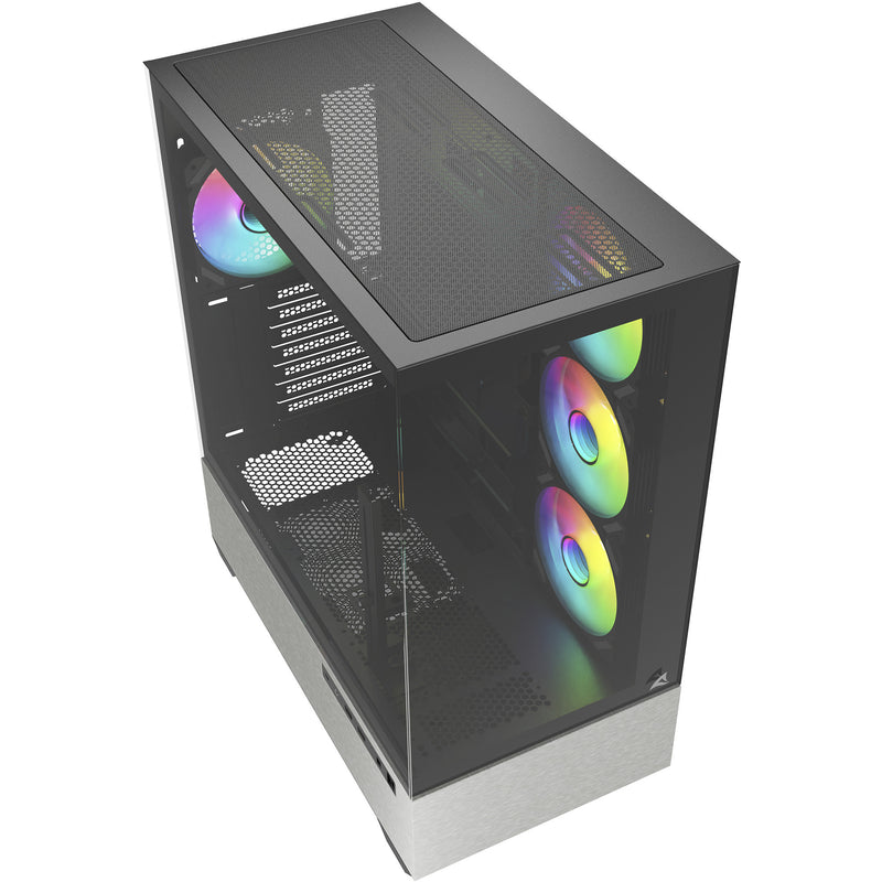 Load image into Gallery viewer, Sharkoon ak7 argb midi tower behuizing (zwart | 2x usb-a | 1x usb-c | rgb | tempered glass)
