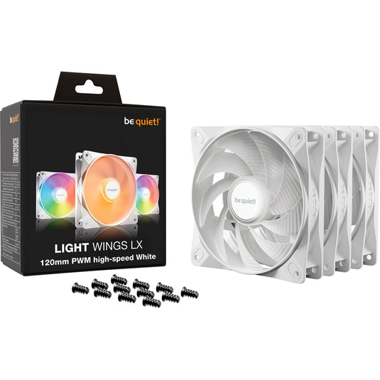 Be quiet! light wings lx pwm high-speed rgb case fans (wit, 3 stuks, 120 x 120 x 25 mm)